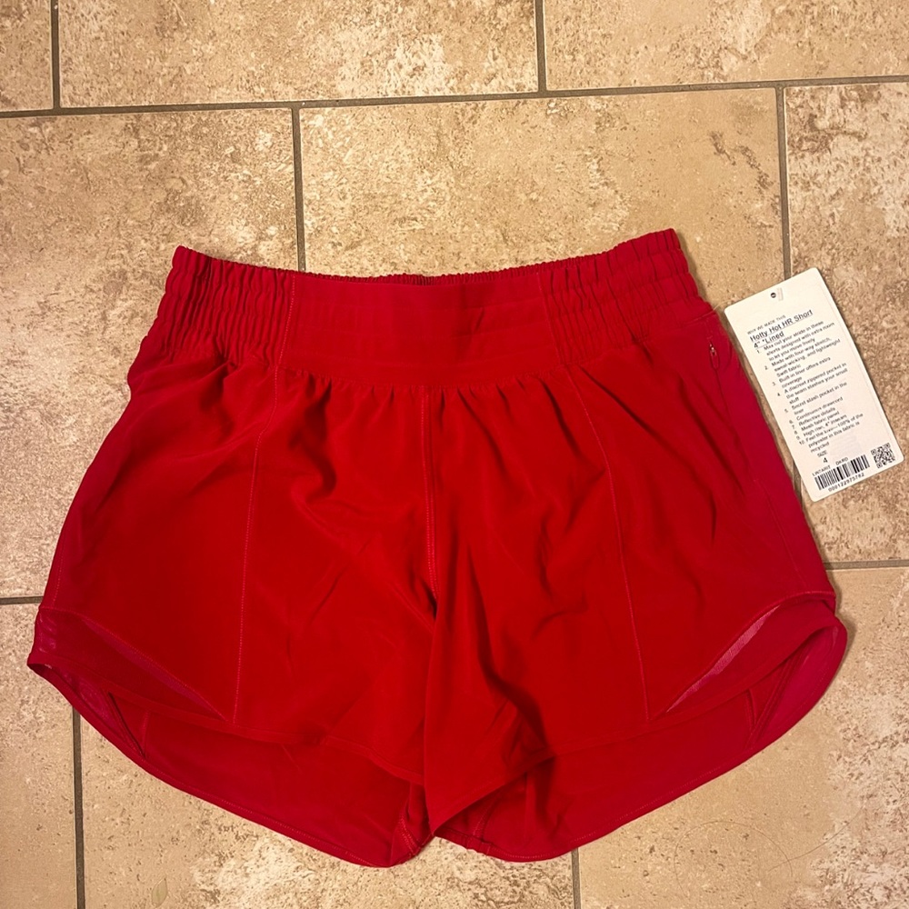 Lululemon Red Hotty Hot HR Short 4”